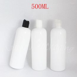 Storage Bottles 500ML White Round Plastic Bottle 500CC Shampoo / Cosmetic Water Packaging Empty Container