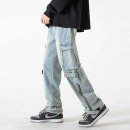 Men's Jeans Baggy Cargo Jeans big pocket Trousers Male Denim Pants Flared Pant women's Jeans Loose Casual Streetwear Hip Hop Harajuku 2022 Z0225