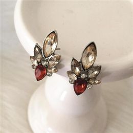 Stud Stud Earrings 2023 Arrivals Bohemia Antique Rhodium Color Plating with Smoky Yellow Red Stone for Women Girl Statement Jewel X79c