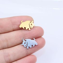 Charms 10pcs 17 10mm Wholesell Stainless Steel Bull Pendant Girl DIY Necklace Earrings Bracelets Unfading Colorless 2 Colors