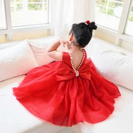Girl's Dresses Toddler Big Bow Princess Dress For 1 Year Birthday Baby Girls Clothes Newborn Tutu Christening Gown Tulle Wedding Baptism Dress