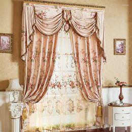 Curtain Diane European Garden Pink Curtains For Living Room Windows Luxury Wedding Drapes Embroidered Bedroom Valance