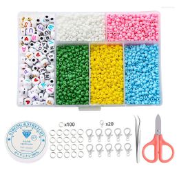 Beads Round Acrylic Letter Glass Seed Kit Jump Rings Lobster Clasp Box For Jewellery Making DIY Bracelets Necklace Set