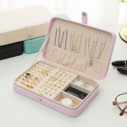 Jewellery Boxes Travel Jewellery Organiser Box Portable Storage Case PU Leather Earring Ring Necklace Jewellery Case Organiser Gift For Girl 230227