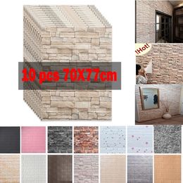 Wall Stickers 10 Pcs 3D Self Adhesive Foam Panels Home Decor Living Room House Bathroom Brick Sticker paper Decoration 230227