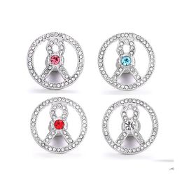 car dvr Other Colorf Crystal Ribbon Shape Snap Button Jewellery Components Sier 18Mm Metal Snaps Buttons Fit Bracelet Bangle Noosa For Women M Dhnqb