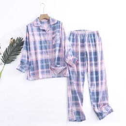 Women's Sleepwear Cotton Flannel Trouser Pyjamas Suit for Home Wear Simple Printed Loose Autumn and Winter Long Sleeve Pant Pyjamas Women Sets 230227