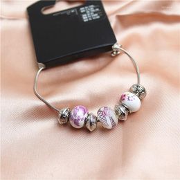 Charm Bracelets Colour Printed Porcelain Bead Glass Bracelet Daily Style Simple Trend Atmospheric Women's