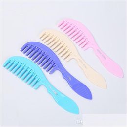 Hair Brushes Candy Colours Handgrip Barber Hairdressing Haircut Comb Plastic Wide Tooth Combs Hairstyle Women Lady Styling Tools Drop Dhhg8