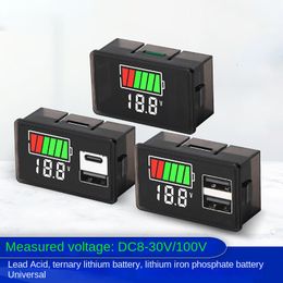 Universal Electricity Meter Dual USB Fast Charge Type-C DC Voltage Power Dual Display Meter For Lead-acid Battery Lithium Battery