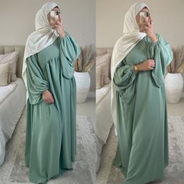 Ethnic Clothing Women Muslim Maxi Abaya Dress Loose Kaftan Long Sleeves Solid Color Dubai Turkey Islam Clothes Caftan Robe Modest Gown Ramadan 230227