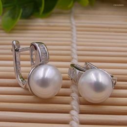 Hoop Earrings 1lot 20pairs Hand Polished 925 Pure Silver Earring With Natural Freshwater Pearls Women's Wholesale Promotion