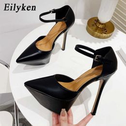 Dress Shoes Eilyken New Design Pointed Toe Women Pumps Sexy Platform Buckle Strap Prom Party Sandals Extreme High Heel ShoesL230227