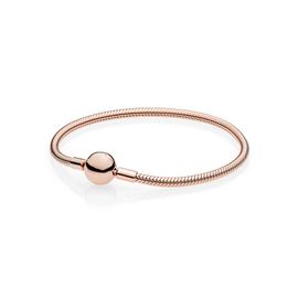 18K Rose Gold Snake Chain Charm Bracelets for Pandora Fashion Wedding Party Jewelry For Women Men Girlfriend Gift designer couple's Bracelet Set with Original Box