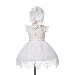 Girl Dresses 1 Year Birthday Summer Dress Baby & Hat Knee Length Lace Weddings Vestido Born To 24Month Clothes OBF204013