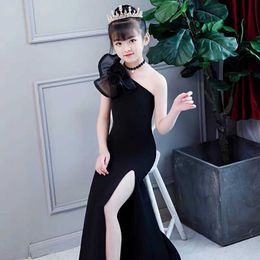 Girl's Dresses Black Side Slit Mermaid Princess Flower Girl Dress Baby Kids Wedding Party Comes Simple First Comunion Vestido De Comunion