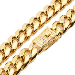 18 mm schwere Herren 18K Gold gefüllt massiv kubanisch Curb Chaince Halskettenarmbänder Miami Herren Kubaner Bordsteinkette Halskette Armband181J