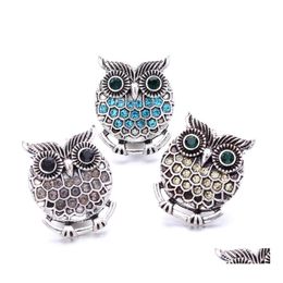 car dvr Other Snap Button Jewelry Component Rhinestone Retro Owl 18Mm Metal Snaps Buttons Fit Bracelet Bangle Noosa N0054 Drop Delivery Find Dh01Z