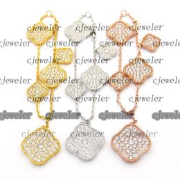 Bracelets de charme VC Letra Seis Flores Fuzilleira de diamante FULHA 18K Gold 925 Silver Packaging original Palão de trevo de quatro folhas para homens Bijoux Cjewelers