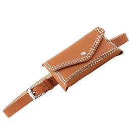 Waist Bags Women PU Leather Pouch Accessories Mobile Phone Gift Crossbody Messenger Casual Adjustable Belt Solid Lady Bag Rivet