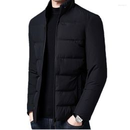 Men's Down Pure Colour Men Parkas Coat Casual Fashion Stand-Up Collar Winter Jacket Navy Grey Black Outerwear Male Comfortable Warm Overcoat