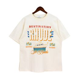 Rhude Mens T Shirt Designer T Shirt Rhude T Shirt Europe America Rhude Shirt Designer Brand Clothing Round Neck High Quality Short Sleeve US Size S-Xxl 306