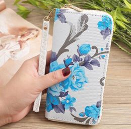 Wallets 3pcs Long Wallet Women PU Floral Prints Zipper Multifunctional Holder
