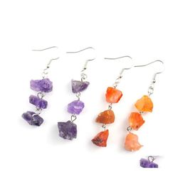 car dvr Dangle Chandelier Natural Crushed Stone Rough Crystal Agate Earrings Wholesale Women Jewellery Drop Delivery Dhdcn