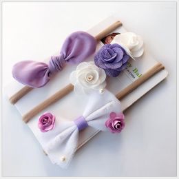 Hair Accessories Children's Headdress For First Birthday Party Color Flowers Bows 3 Pcs Suit A Little Girl Elastic Born Children