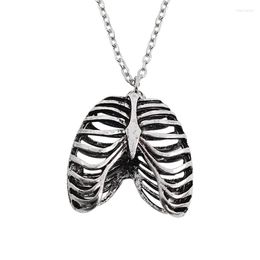 Chains Fashion Gothic Vinage DIY Punk Retro Necklace Metal Hollow Rib Cage Anatomy Pendant Chain Choker Jewellery For Women 2023