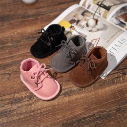First Walkers Autumn Toddler Infant Shoes Fashion Lace-up Soft Rubber Sole Cotton Non-slip Casual Baby Shoes for Boy Girl Ankle Boots Walkers 230227