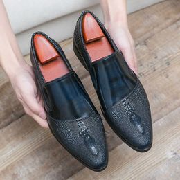 Dress Shoes Luxury Men Leather Shoes Crocodile Pattern Waterproof Mens Business Dress Shoes Male Wedding Footwear Man Casual Social Shoe R230227