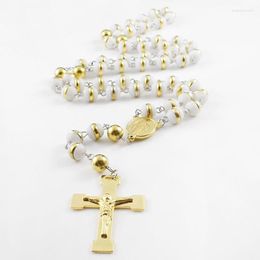 Chains Tisnium Long Necklace Female Jesus Cross Pendant Sweater Chain High Quality Stainless Steel Bead Tail Choker Link