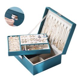 Jewelry Boxes High Capacity Double-Layer Jewelry Storage Box Multifunction Jewelry Organizer Necklace Earring Bracelet Display Holder Gift Box 230227