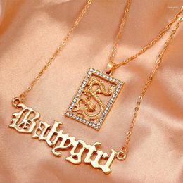 Chains Fashion Dragon Letters Pendant Necklace For Women Gold Silver Color Multilayer Necklaces 2023 Personality Jewelry Gifts