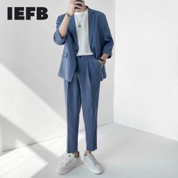 Men's Suits Blazers IEFB High quality Autumn suit weikuosho brand simple light mature loose suit two piece men's suit 230227