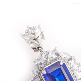 Hoop Earrings Classic Fashions Sapphire For Women Silver 925 Fine Jewellery Royal Blue Engagement Ear-studs Female Wedding Gift