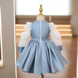 Girl's Dresses Baby Spanish Lolita Princess Ball Gown Lace Bow Beading Design Birthday Party Christening Dresses For Girls Easter Eid A1351