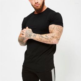 Men's T Shirts Fitness Clothing 2023 Summer Fashion Solid Short Sleeve Shirt Men Cotton O-neck Silm Fit Casual T-shirts