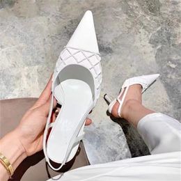 Sandals Pointed-Toe Silk Women Pearl Ankle Strap Stiletto High Heels Slingback Female Pumps Summer Ladies Party Dress Shoes 230225