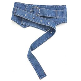 Belts Women Cummerbund Retro Denim Waist Belt Ultra Wide Jean Waistband Denim Corset Fashion Bandage Elastic Waistband 2020 Z0223