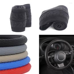 Steering Wheel Covers AUTOYOUTH Car Tyre Style Soft Universal 15 Inch Fit Anti-Slip Black Red Beige Blue Grey Microfiber Leather