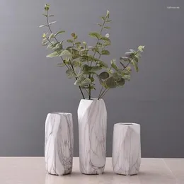 Vases Nordic Style Simple Marble Ceramic Vase Home Decorations Indoor Insert Flower Arrangement Dining Table Geometric Accessories