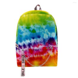Backpack Hip Hop Colourful School Bags Boys Girls Tie Dye Travel Bag 3D Print Oxford Waterproof Notebook Multifunction Shoulder Backpacks