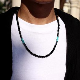 Choker Trendy Round Stone Necklace Men Simple Classic Handmade Hematite Beaded For Jewelry Gift