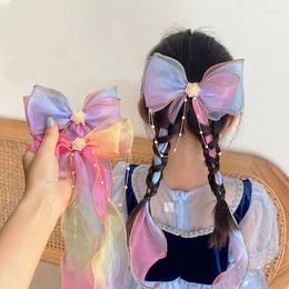 Hair Accessories Girls Cute Colorful Chiffon Bow Ribbon Hairpins Children Band Baby Kids Bowknot Headband Clips