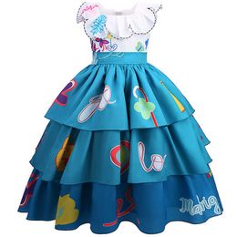 Girl's Dresses Children Fancy Mirabel Cosplay Comes Tiered Long Princess Dresses For Girls Kids Party Dress Printed Vestidos 3-9 Years