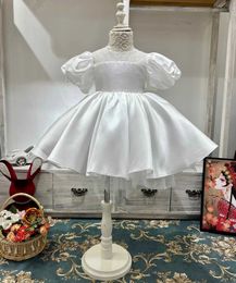 Girl's Dresses White Puffy Shining Flower Girl Dress Pretty Girl Dress Princess Dress First Communion Dress Lush Baby Girl Wedding Party Dress