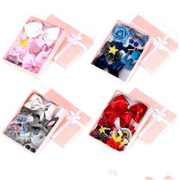 Hair Accessories 10Pcs Headwear Set Children Ribbon Bow Clip Hairpins Girls Princess Headdress Crown Cute Rabbit Grip Drop Delivery Dhnoh