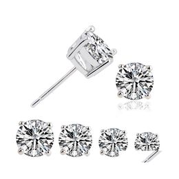 car dvr Dangle Chandelier Cz Stud Earring 925 Sterling Sliver Simated Diamond Round Cubic Zirconia Ear Sets4 Pair Drop Delivery Jewelry Ear Dhwlj
